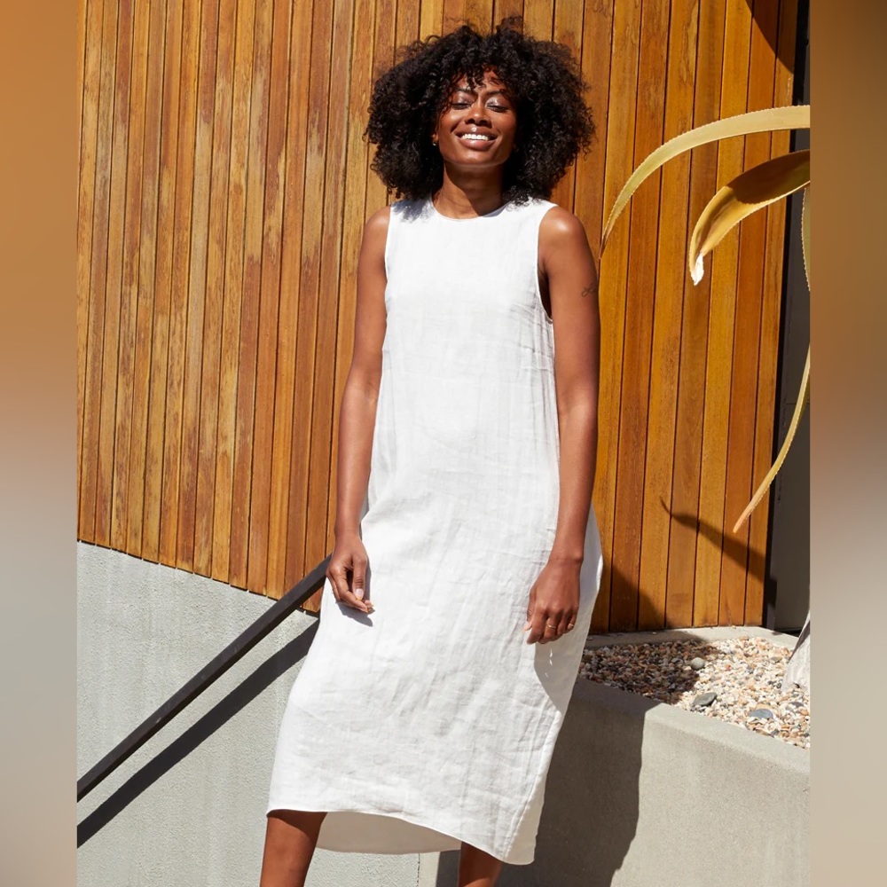 Rachel Craven 100% linen dress; Cocoon silhouette with pockets; never worn